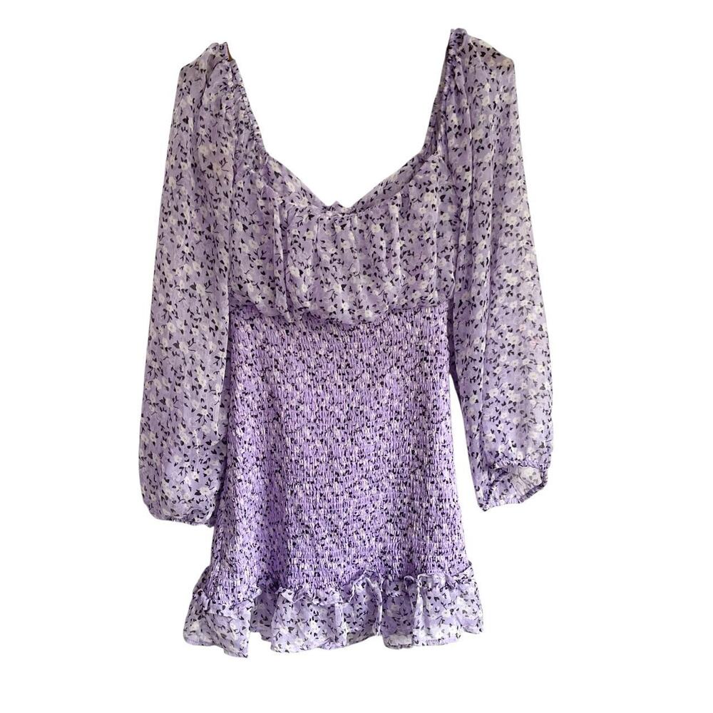 Justify Lavender Floral Babydoll Mini Dress: Y2K, Modern